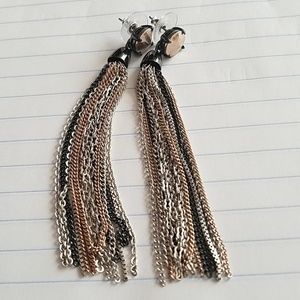 Stella Dot mixed metal fringe earrings.  EUC.